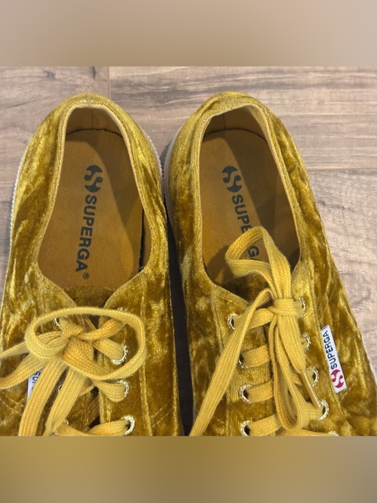 Superga 2750 Crushed Velvet Sneakers – Mustard Yellow – Size 5.5 - Picture 3 of 6